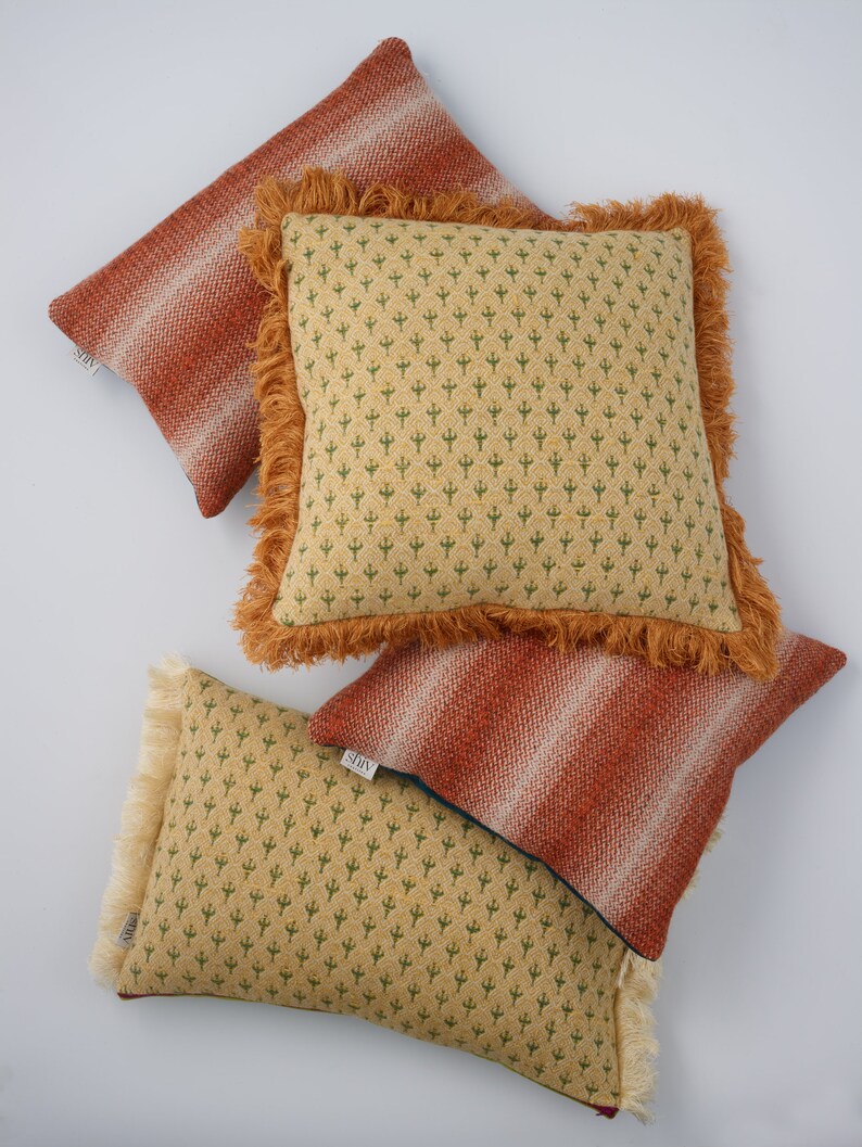 Cactus Cushion, Handwoven in Brighton UK, with Velvet Back image 6