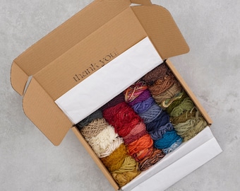 Paquete de hilos rústicos – Fibras mixtas, folleto de tejido