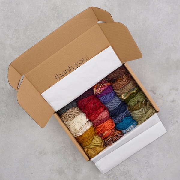 Rustic Yarn & Fibre Bundle with Weaving Instruction E-Booklet - Mixture Weaving Materials - 30+ Balls of yarn included