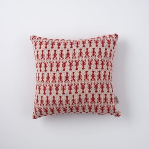 Lobster Cushion, Handwoven in Brighton UK, with Velvet Back