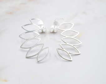 SILVER Earrings. LEAVES. Special edition minimalist earrings. Sterling Silver.