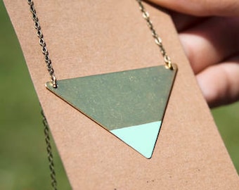 Minimalist and geometric necklace. TRIANGLE. Enameled brass. Modern jewelry.