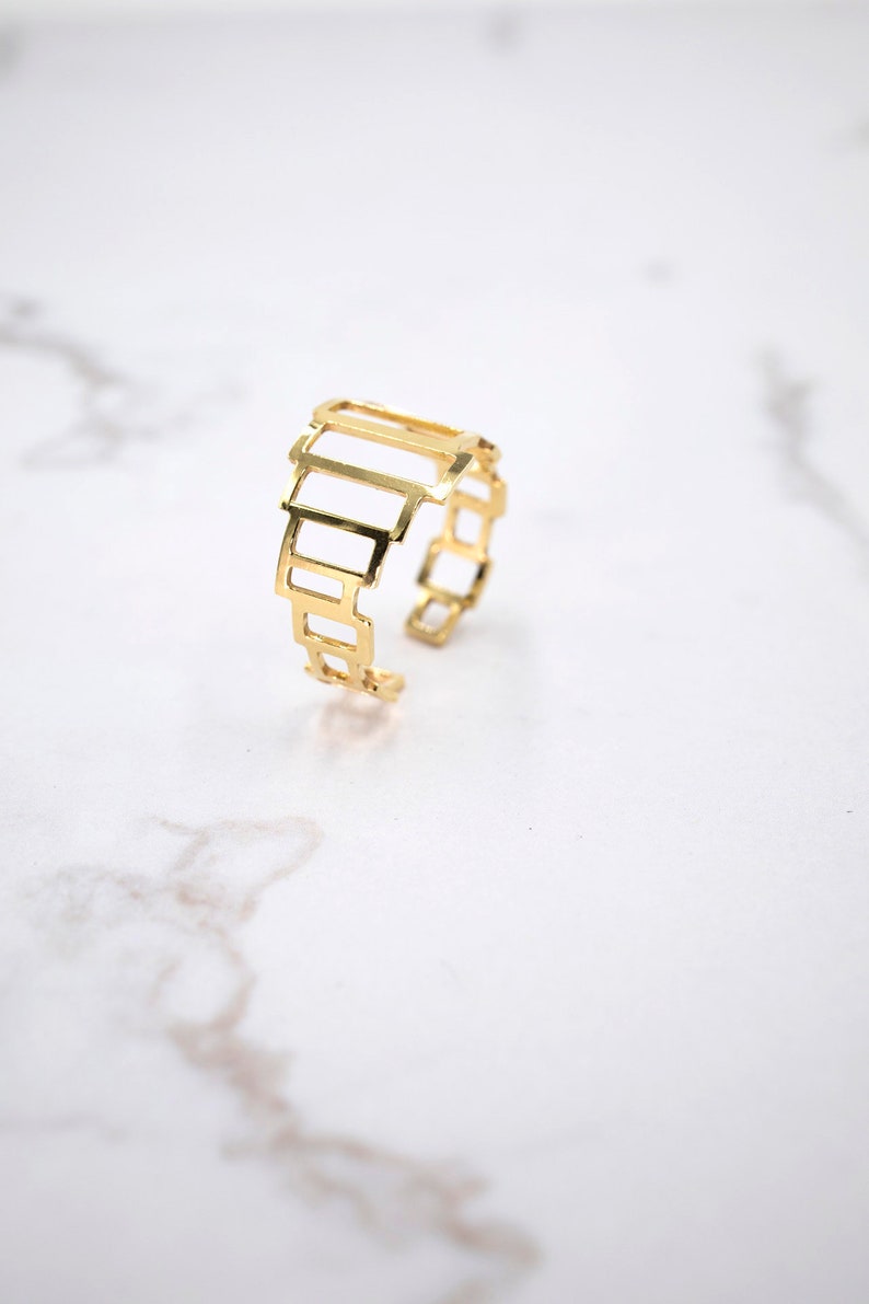 GOLDPLATED silver Ring RECTANGLES Sterling silver SALE Goldplated silver ring Minimal adjustable ring.