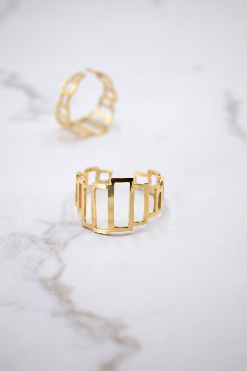 GOLDPLATED silver Ring RECTANGLES Sterling silver SALE Goldplated silver ring Minimal adjustable ring.