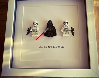 Star Wars 40th 50th Birthday  Darth Vader and Stormtrooper mini figure quote picture