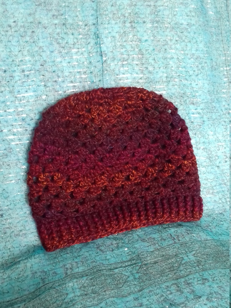 Adult Slouch Hat Handmade Crochet Granny Square Hat