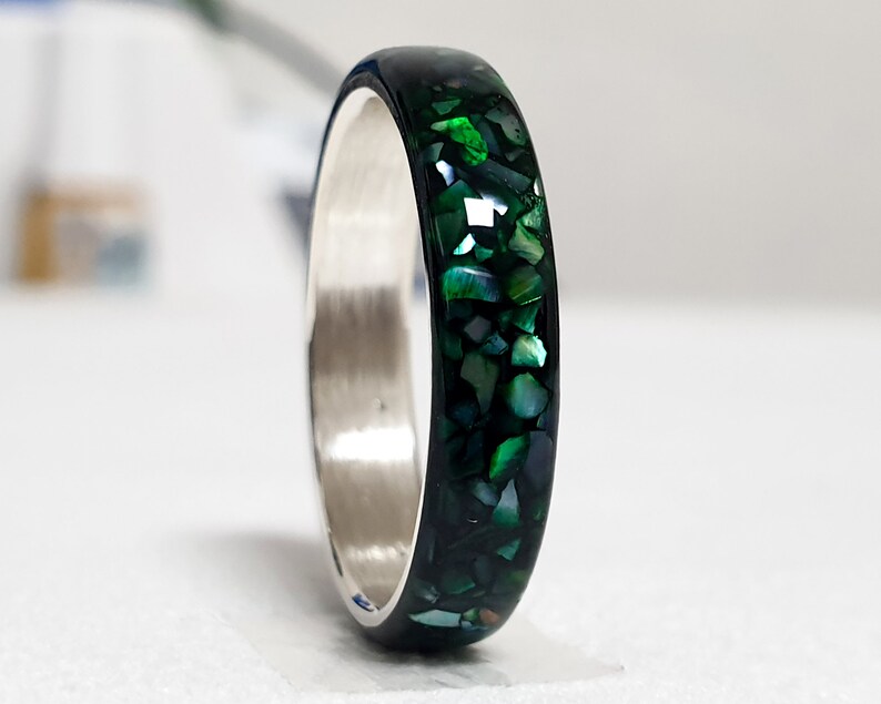 LUXE HAND Black green mother-of-pearl ring image 6