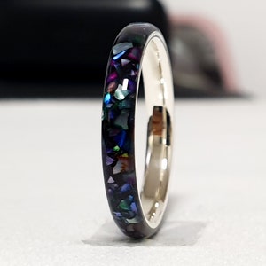 LUXE HAND rainbow T-line black mother-of-pearl ring image 8