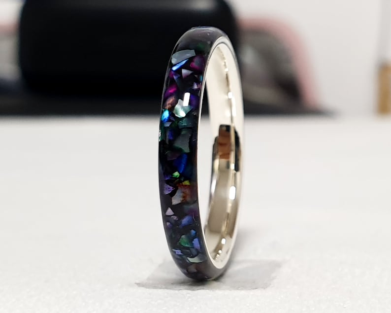 LUXE HAND rainbow T-line black mother-of-pearl ring image 8