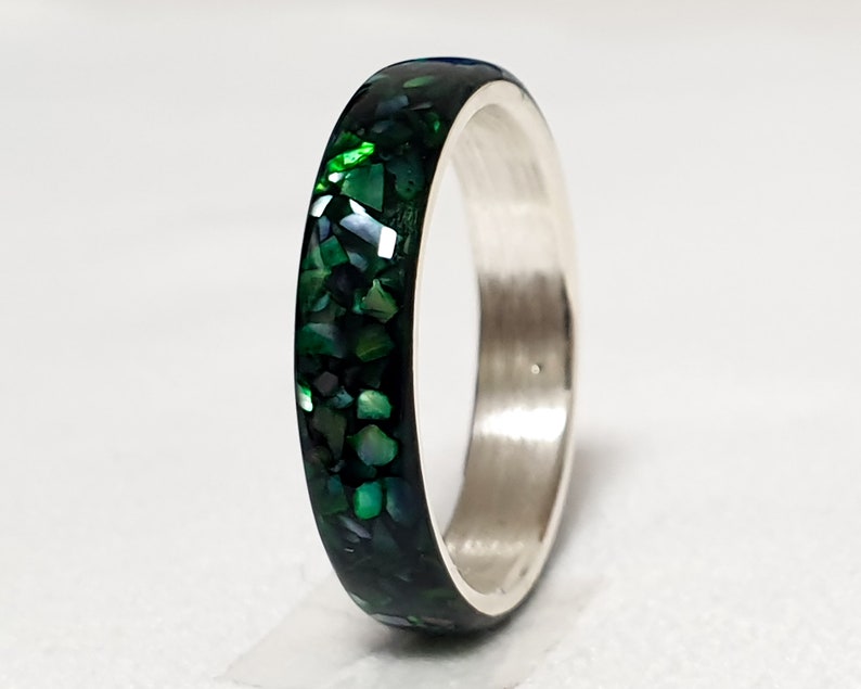 LUXE HAND Black green mother-of-pearl ring image 2