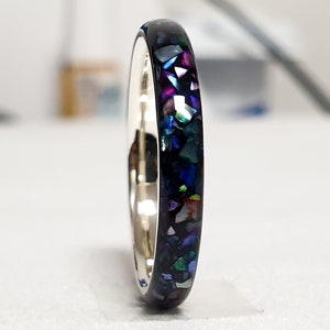 LUXE HAND rainbow T-line black mother-of-pearl ring image 3