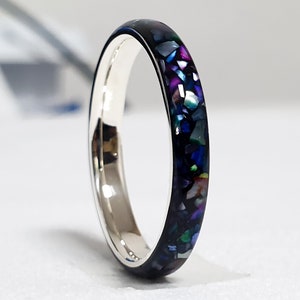 LUXE HAND rainbow T-line black mother-of-pearl ring image 1