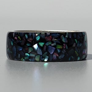 LUXE HAND Rainbow abalone black ring,ハンドメイドアクセサリー ,レジン ,樹脂リング,リング,螺鈿,螺鈿リング image 4