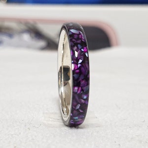 LUXE HAND black purple T-line mother-of-pearl ring image 4