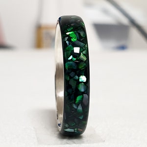 LUXE HAND Black green mother-of-pearl ring image 5