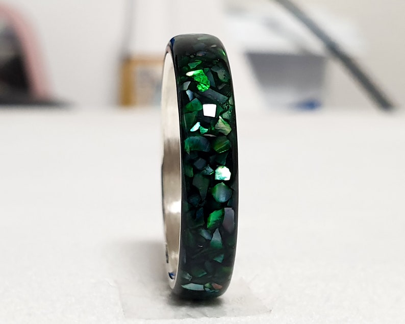 LUXE HAND Black green mother-of-pearl ring image 5