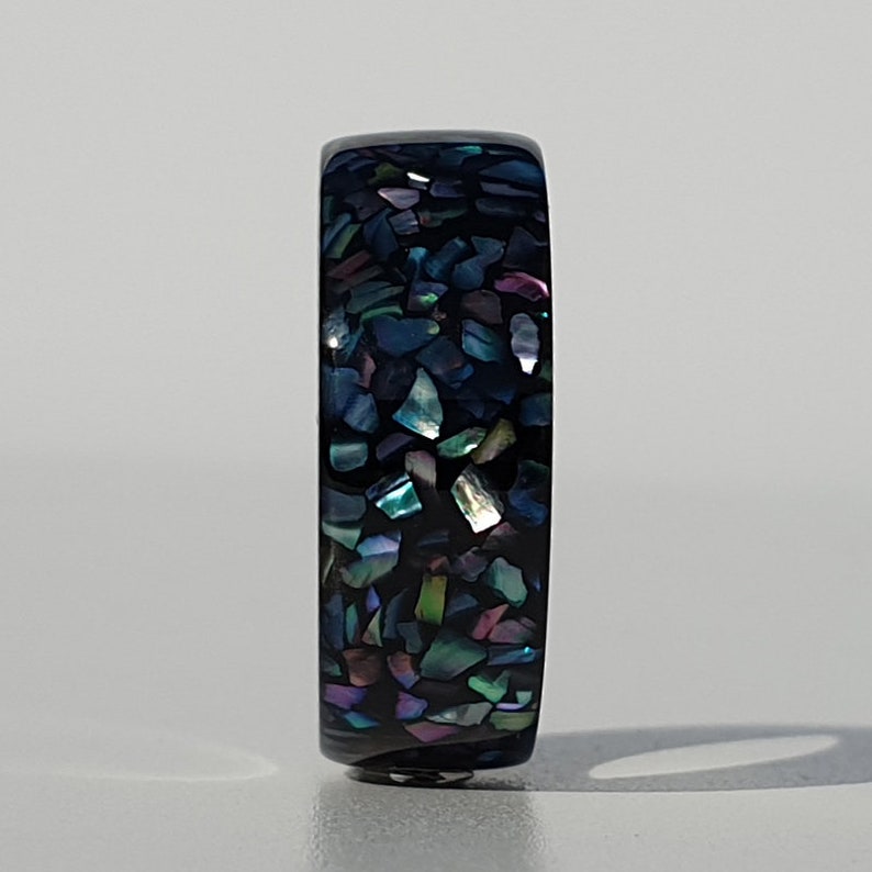 LUXE HAND Rainbow abalone black ring,ハンドメイドアクセサリー ,レジン ,樹脂リング,リング,螺鈿,螺鈿リング image 5