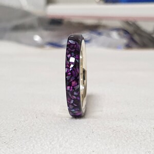 LUXE HAND black purple T-line mother-of-pearl ring image 9