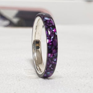 LUXE HAND black purple T-line mother-of-pearl ring image 3