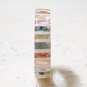 LUXE HAND handmade candy strip mother-of-pearl white silver ring image 6