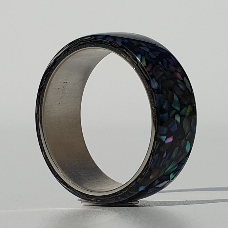 LUXE HAND Rainbow abalone black ring,ハンドメイドアクセサリー ,レジン ,樹脂リング,リング,螺鈿,螺鈿リング image 6