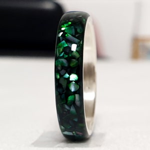 LUXE HAND Black green mother-of-pearl ring image 8