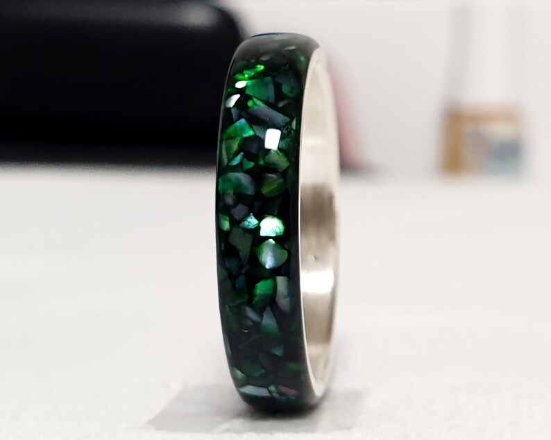 LUXE HAND Black green mother-of-pearl ring image 8