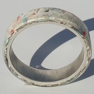 Rainbow ablalone shell white resin ring レインボーアワビシェルホワイト樹脂リング luxe hand image 8