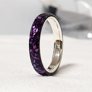 LUXE HAND black purple T-line mother-of-pearl ring image 1