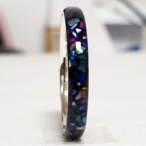 LUXE HAND rainbow T-line black mother-of-pearl ring image 4