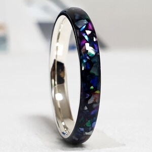 LUXE HAND rainbow T-line black mother-of-pearl ring image 2