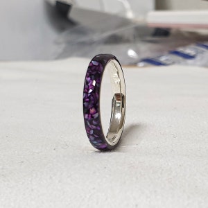 LUXE HAND black purple T-line mother-of-pearl ring image 7