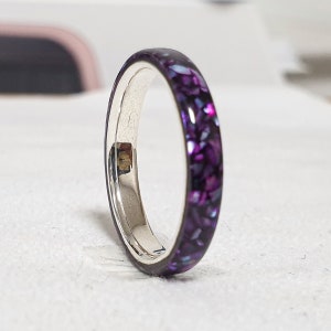 LUXE HAND black purple T-line mother-of-pearl ring image 2