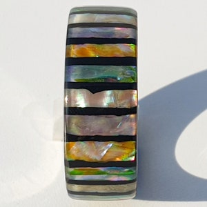 LUXE HAND rainbow line strip mother-of-pearl handmade silver image 6
