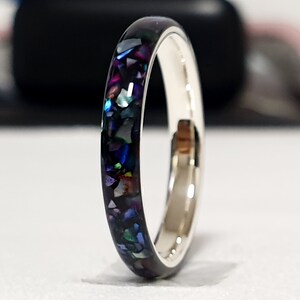 LUXE HAND rainbow T-line black mother-of-pearl ring image 7