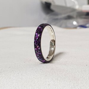 LUXE HAND black purple T-line mother-of-pearl ring image 6