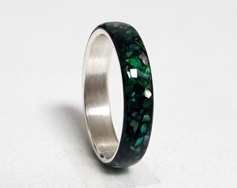 LUXE HAND Anillo de nácar verde negro