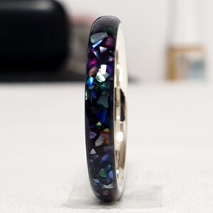 LUXE HAND rainbow T-line black mother-of-pearl ring image 10