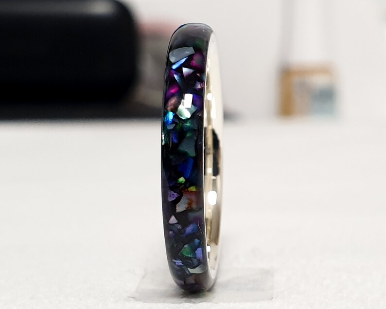 LUXE HAND rainbow T-line black mother-of-pearl ring image 10