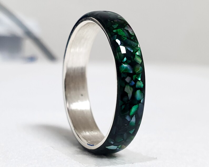 LUXE HAND Black green mother-of-pearl ring image 10