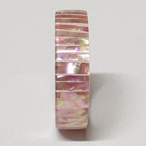 LUXE HAND Pink line strip mother-of-pearl white silver ring image 10