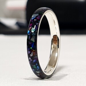 LUXE HAND rainbow T-line black mother-of-pearl ring image 6