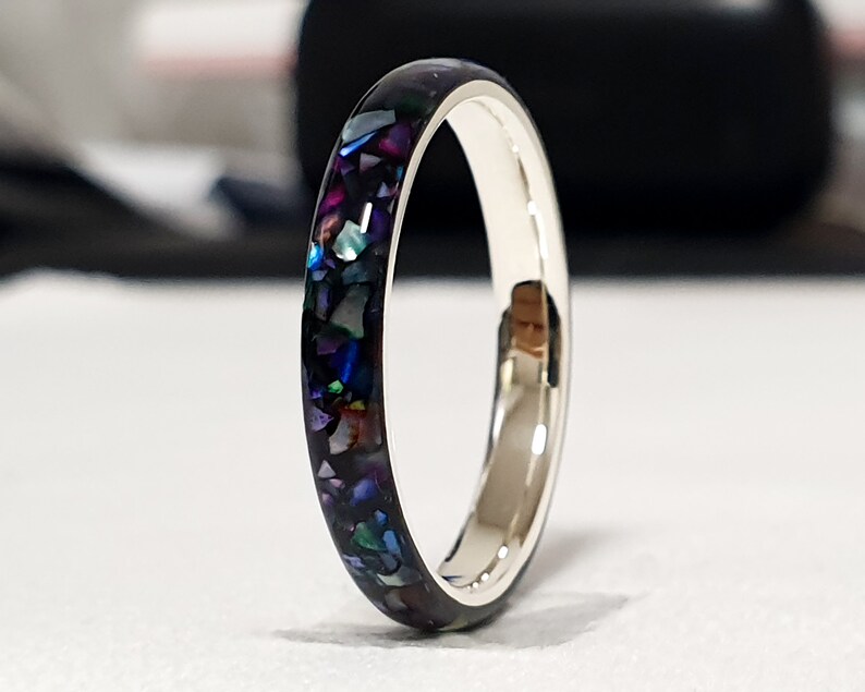 LUXE HAND rainbow T-line black mother-of-pearl ring image 6