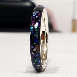 LUXE HAND rainbow T-line black mother-of-pearl ring image 9