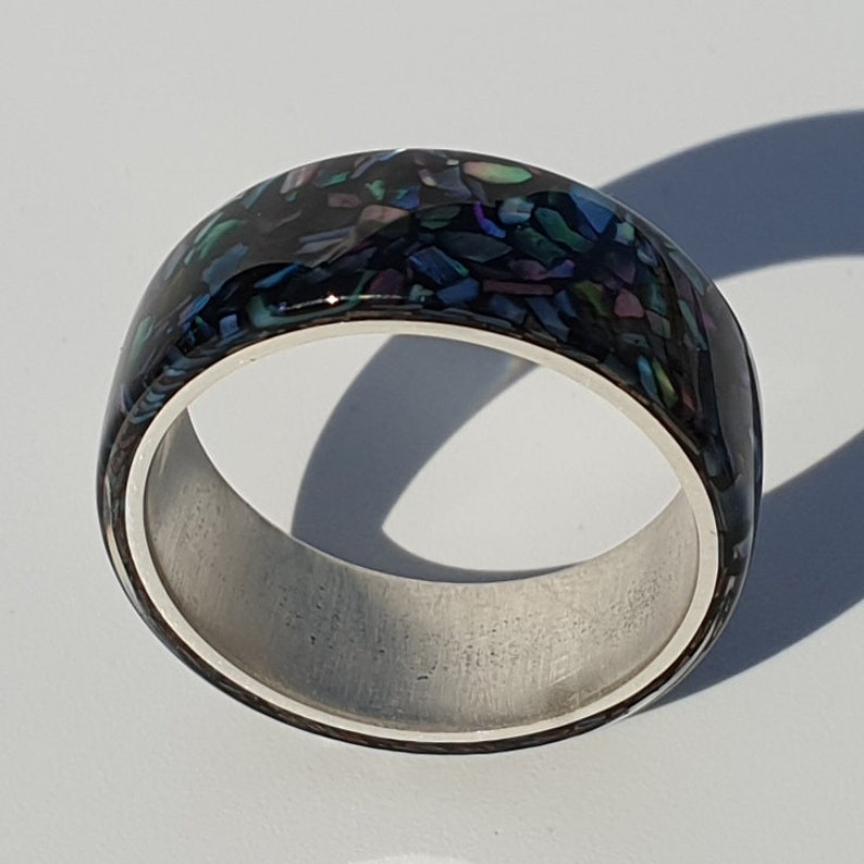 LUXE HAND Rainbow abalone black ring,ハンドメイドアクセサリー ,レジン ,樹脂リング,リング,螺鈿,螺鈿リング image 8