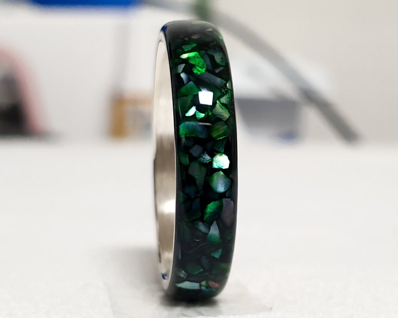 LUXE HAND Black green mother-of-pearl ring image 7