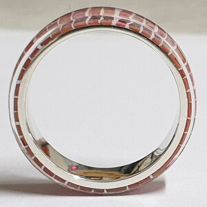 LUXE HAND Pink line strip mother-of-pearl white silver ring image 9