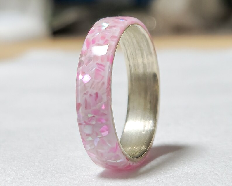 LUXE HAND white pink mother-of-pearl ring 画像 1