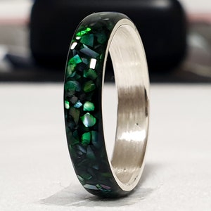 LUXE HAND Black green mother-of-pearl ring image 9