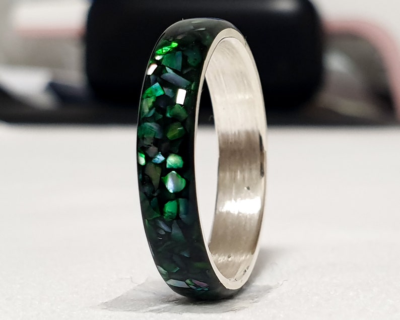 LUXE HAND Black green mother-of-pearl ring image 9